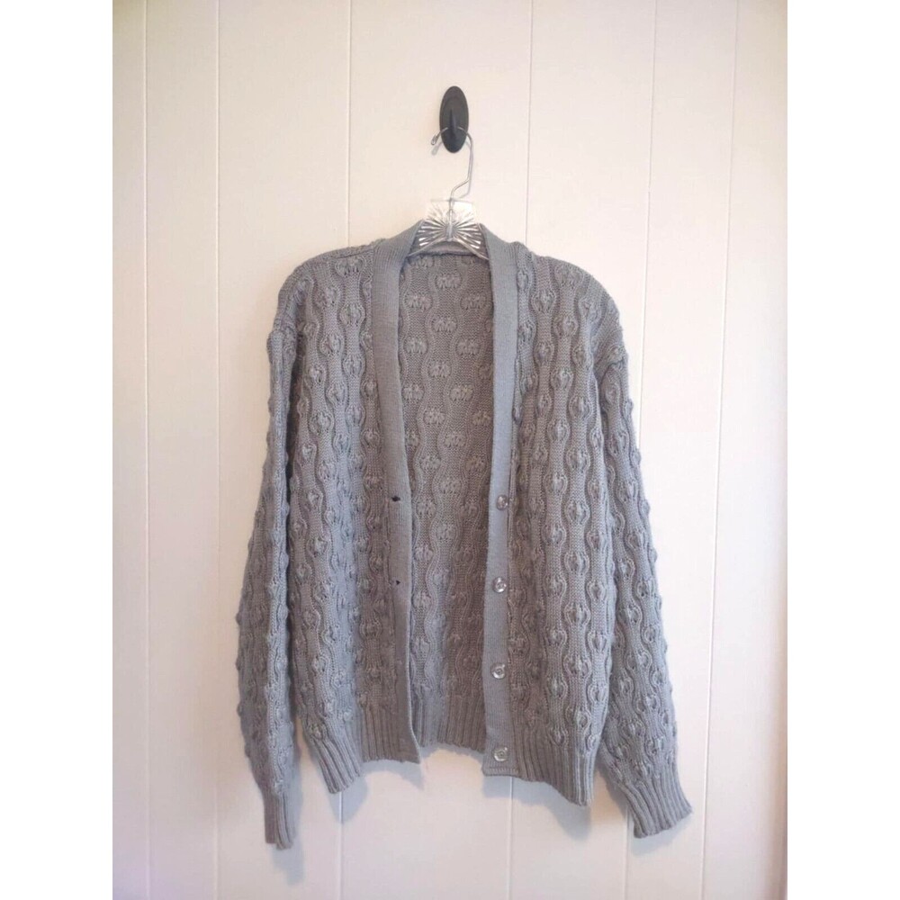 Women's Grey Button Up Granny Core Cardigan Size Large